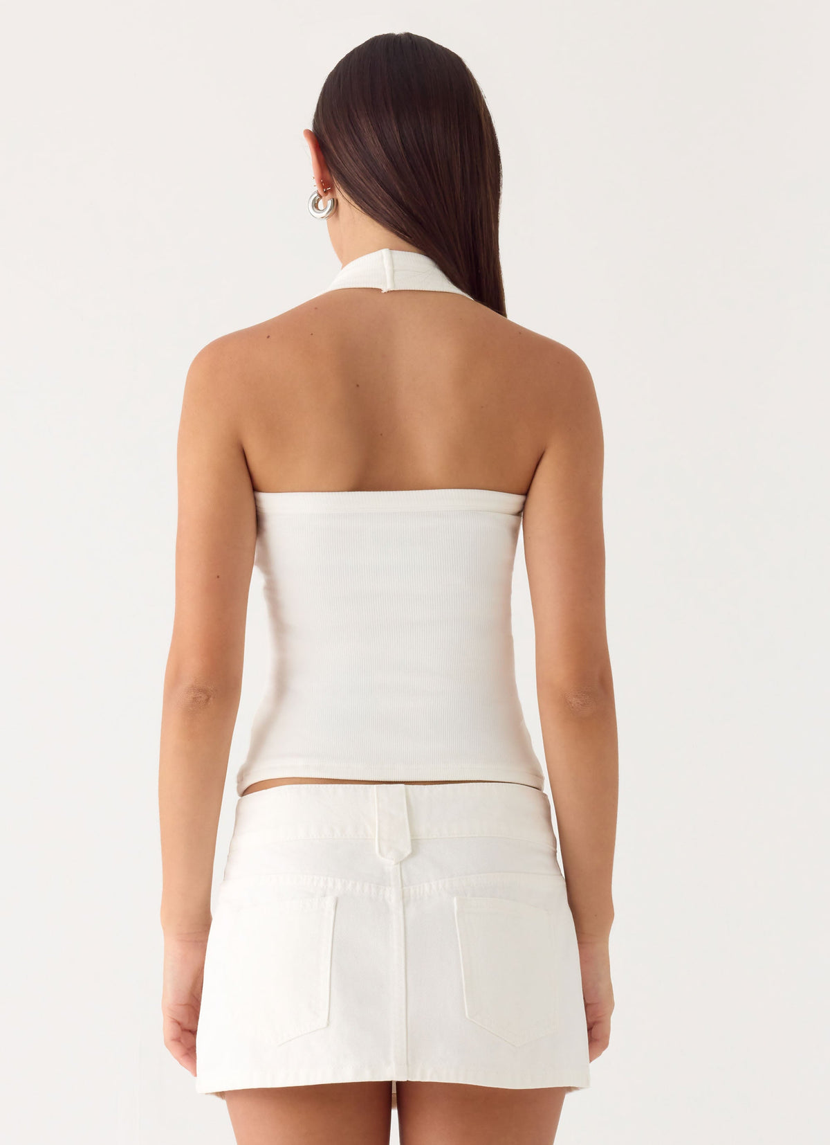 Sean Low Rise Denim Mini Skirt White